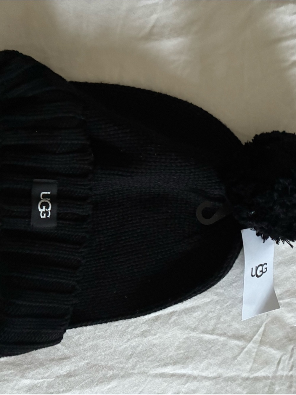 UGG Black Knit Pom Pom Beanie